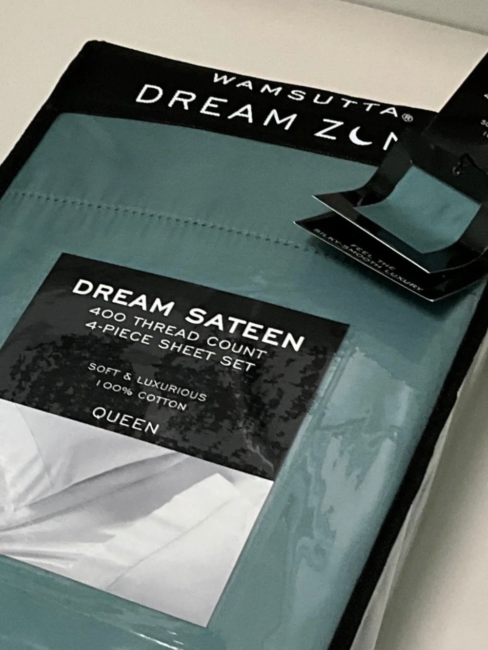 NWT WAMSUTTA Dream Zone 400TC Cotton Sateen Queen Sheet Set Teal Aqua